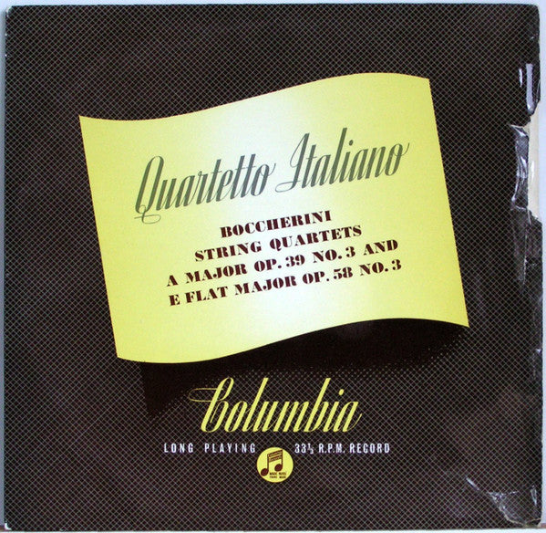 Quartetto Italiano, Luigi Boccherini : String Quartets, Op. 39, No. 3 and Op. 58, No. 3 (LP, Album, Mono)