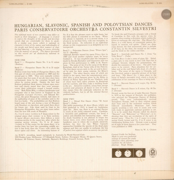Orchestre De La Société Des Concerts Du Conservatoire, Constantin Silvestri : Hungarian, Slavonic, Spanish And Polovtsian Dances (LP, Album, Club)
