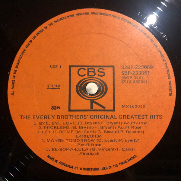Everly Brothers : The Everly Brothers' Original Greatest Hits (2xLP, Comp, Gat)