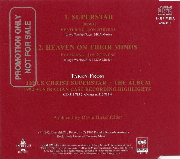 "Jesus Christ Superstar" Australian Cast Featuring Jon Stevens : Superstar (CD, Single)