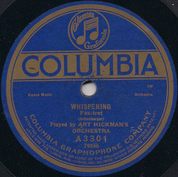 Art Hickman's Orchestra : Whispering / If A Wish Could Make It So (Shellac, 10", IW)