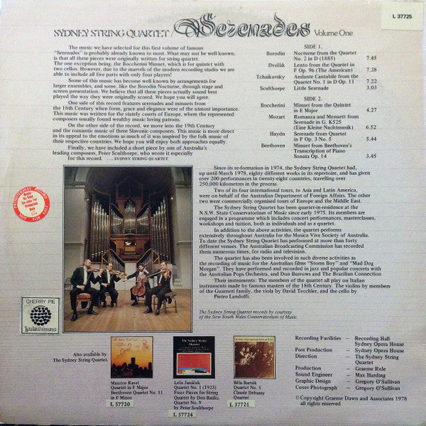 The Sydney String Quartet, Alexander Borodin, Antonín Dvořák, Pyotr Ilyich Tchaikovsky, Peter Sculthorpe, Luigi Boccherini, Wolfgang Amadeus Mozart, Joseph Haydn, Ludwig van Beethoven : Serenades Volume One (LP, Album)