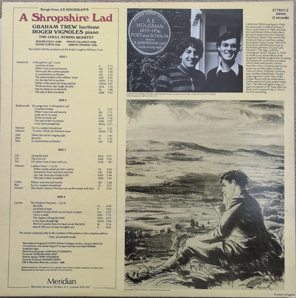 Graham Trew, Roger Vignoles, Coull Quartet : Songs from A E Housman's "A Shropshire Lad" (2xLP)