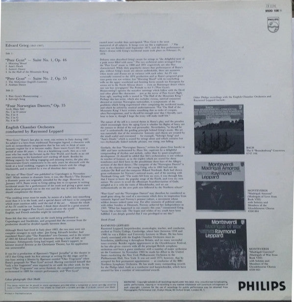Edvard Grieg, English Chamber Orchestra, Raymond Leppard : Peer Gynt: Suites Nos. 1 & 2 - Norwegian Dances (LP)