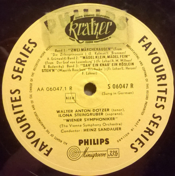Walter Anton Dotzer*, Ilona Steingruber, The "Wiener Symphoniker"* : Operetta Jewels (10")