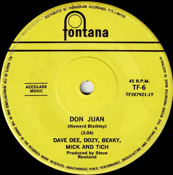 Dave Dee, Dozy, Beaky, Mick & Tich : Don Juan (7", Single, Mono)