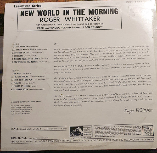 Roger Whittaker : New World In The Morning (LP, Album)