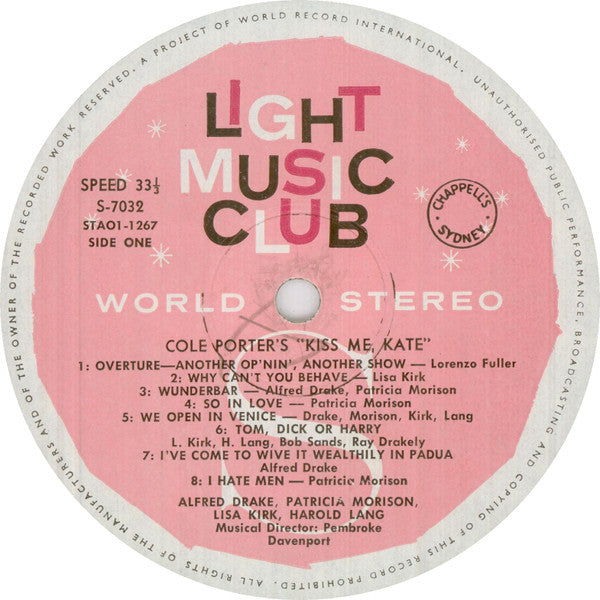 Cole Porter : Cole Porter's Kiss Me, Kate (LP, Album, Club)