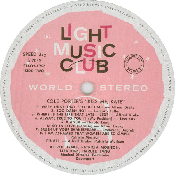 Cole Porter : Cole Porter's Kiss Me, Kate (LP, Album, Club)