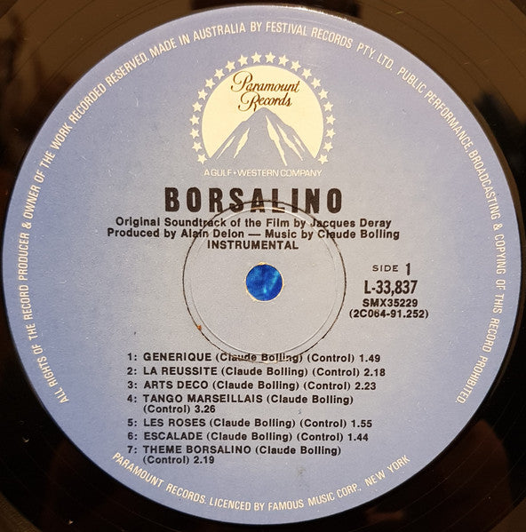 Claude Bolling : Borsalino (Original Soundtrack) (LP, Album, Gat)