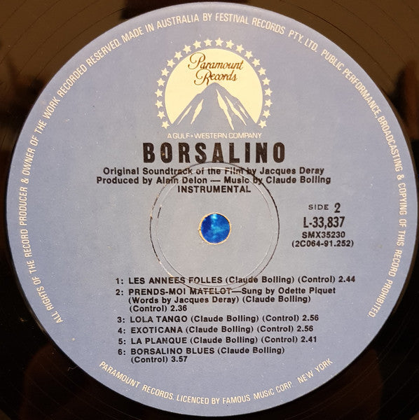 Claude Bolling : Borsalino (Original Soundtrack) (LP, Album, Gat)