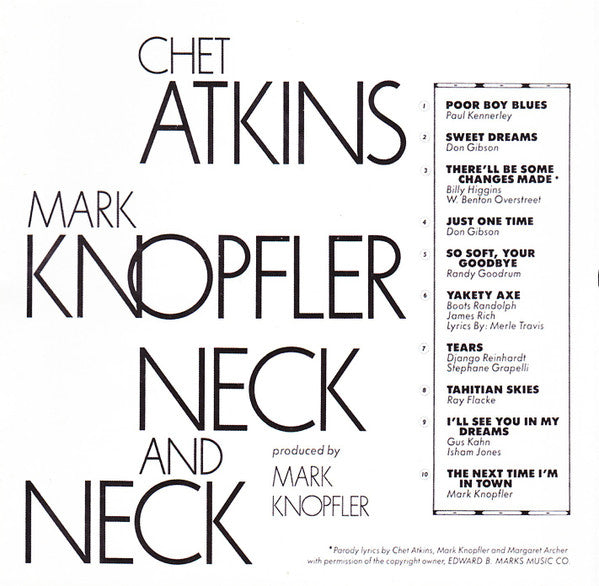 Chet Atkins / Mark Knopfler : Neck And Neck (CD, Album, RE)