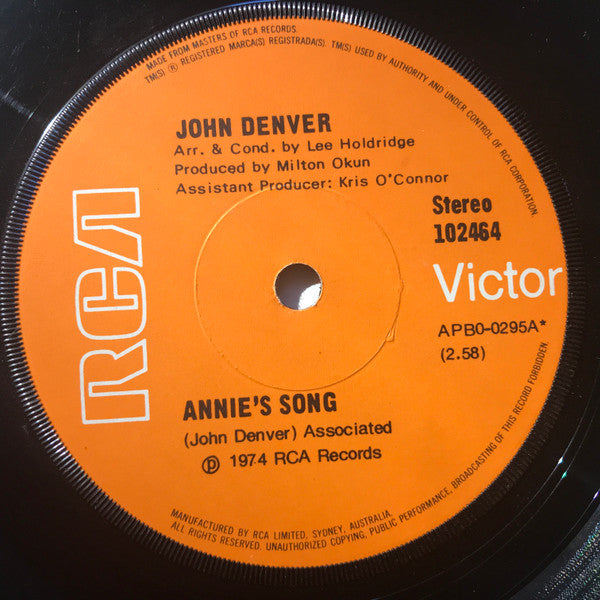 John Denver : Annie's Song (7", Single)