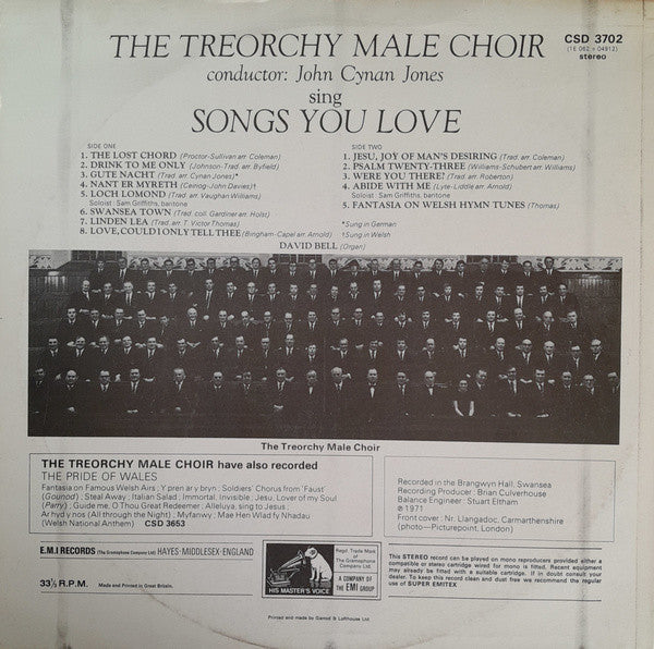 Treorchy Male Choir : Songs You Love (LP, Album)