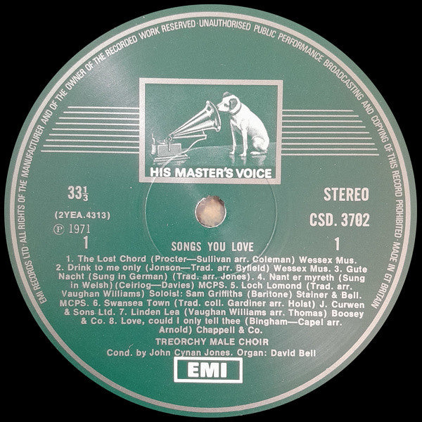 The Treorchy Male Choir* : Songs You Love (LP, Album)