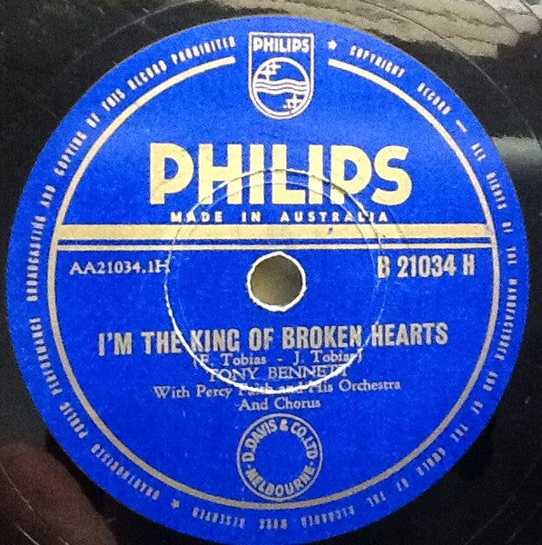 Tony Bennett With Percy Faith His Orchestra And Chorus* : I'm The King Of Broken Hearts / No One Will Ever Know (Shellac, 10")
