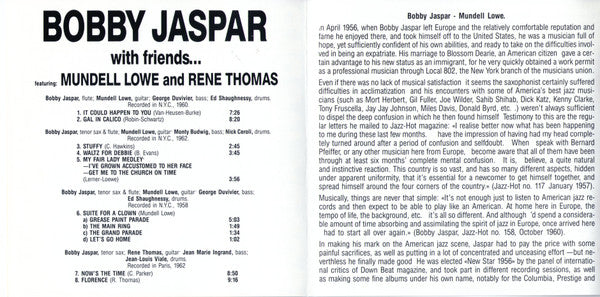 Bobby Jaspar Featuring Mundell Lowe And René Thomas : Bobby Jaspar With Friends... (CD, Comp)
