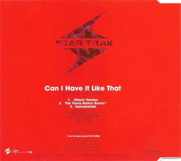 Pharrell Williams Featuring Gwen Stefani : Can I Have It Like That (CD, Single, Copy Prot.)