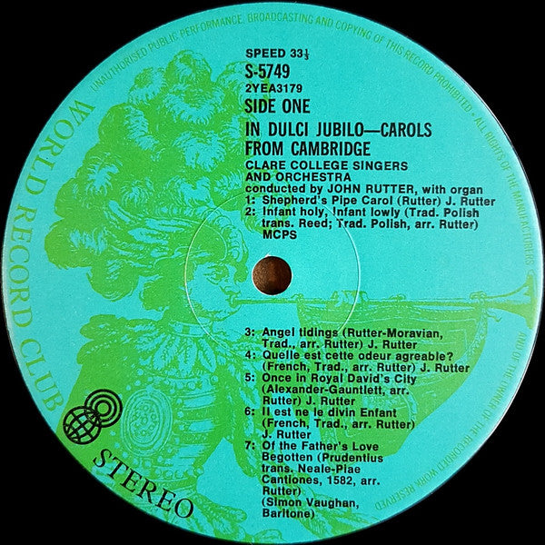 Clare College Singers* & Orchestra*, John Rutter : In Dulci Jubilo - Carols From Cambridge (LP, Album, Club)