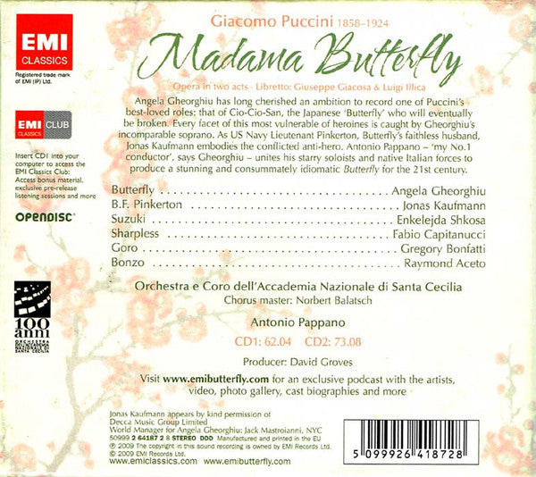 Giacomo Puccini - Angela Gheorghiu • Jonas Kaufmann • Enkelejda Shkosa • Fabio Capitanucci • Orchestra* E Coro dell'Accademia Nazionale di Santa Cecilia • Antonio Pappano : Madama Butterfly (2xCD, Album + Box)