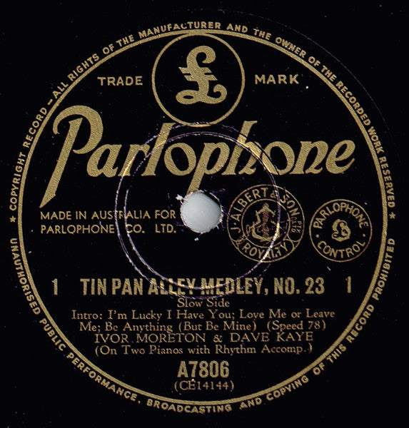 Ivor Moreton & Dave Kaye* : Tin Pan Alley Medley, No. 23 (Shellac, 10")