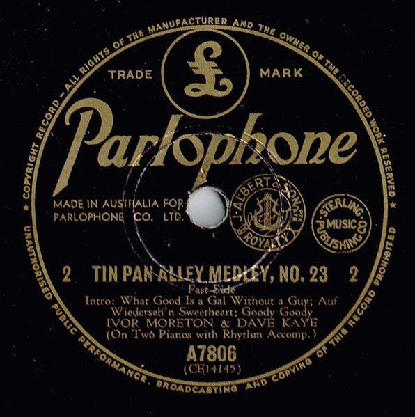 Ivor Moreton & Dave Kaye* : Tin Pan Alley Medley, No. 23 (Shellac, 10")