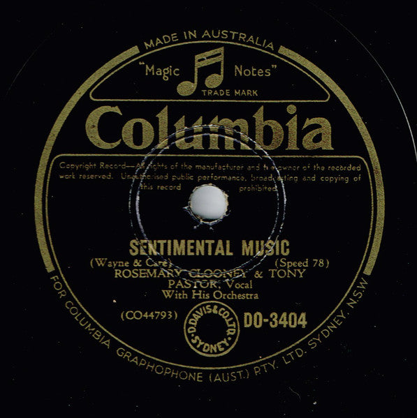 Rosemary Clooney : Sentimental Music / Beautiful Brown Eyes (Shellac, 10")