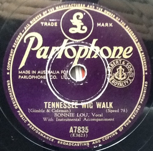 Bonnie Lou : Tennessee Wig Walk / Scrap Of Paper (Shellac, 10")