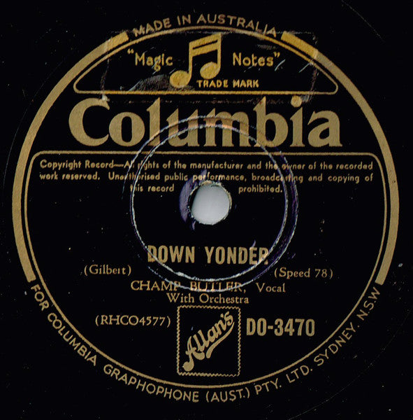 Champ Butler : Way Up In North Carolina / Down Yonder (Shellac, 10")