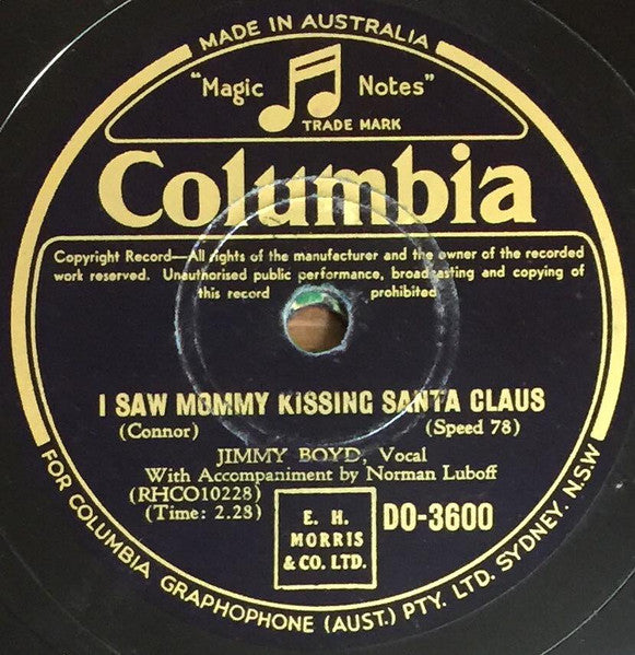 Jimmy Boyd : I Saw Mommy Kissing Santa Claus / Owl Lullaby (Shellac, 10")
