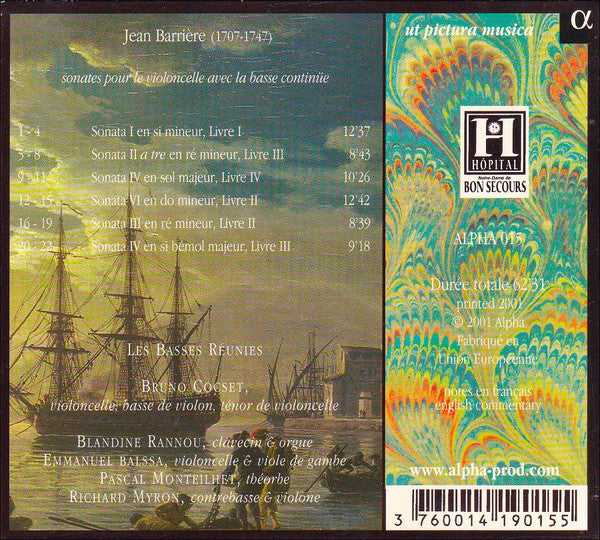 Jean Barrière - Bruno Cocset, Les Basses Réunies : Sonates Pour Le Violoncelle Avec La Basse Continüe (CD, Album)