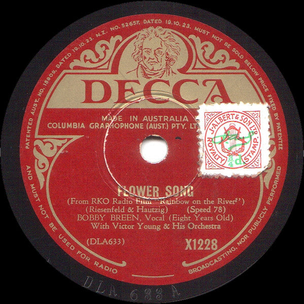 Bobby Breen With Victor Young & His Orchestra* : Rainbow On The River / Flower Song (Shellac, 10")