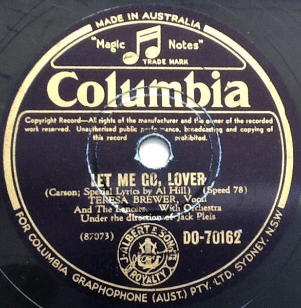 Teresa Brewer : Let Me Go, Lover / The Moon Is On Fire (Shellac, 10")