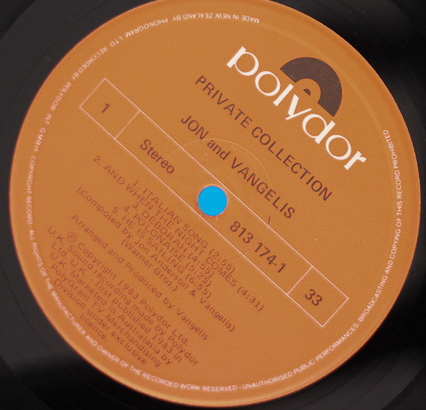Jon & Vangelis : Private Collection (LP, Album)