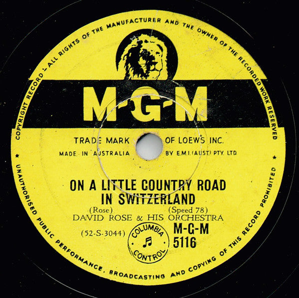 David Rose & His Orchestra : On A Little Country Road In Switzerland / Harlem Nocturne (Shellac, 10")