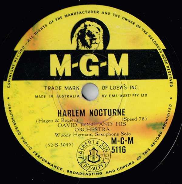 David Rose & His Orchestra : On A Little Country Road In Switzerland / Harlem Nocturne (Shellac, 10")