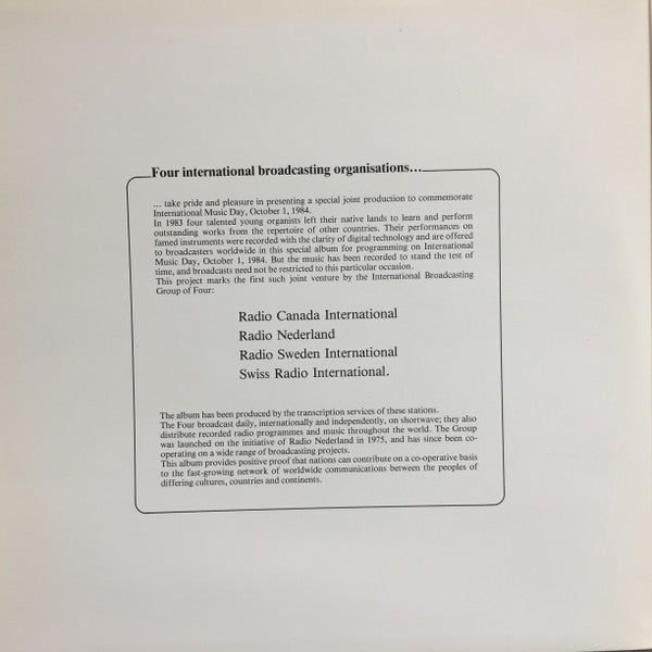 Daniel Glaus, Robert Girard, Jos van der Kooy, Lars Hagström (3) : Organ Music From Canada / The Nederlands / Sweden / Switzerland - Group Of Four Organ Project (2xLP, Album)
