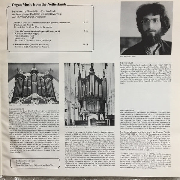Daniel Glaus, Robert Girard, Jos van der Kooy, Lars Hagström (3) : Organ Music From Canada / The Nederlands / Sweden / Switzerland - Group Of Four Organ Project (2xLP, Album)