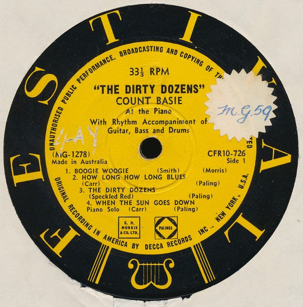 Count Basie : The Dirty Dozens (10", Comp, Mono)