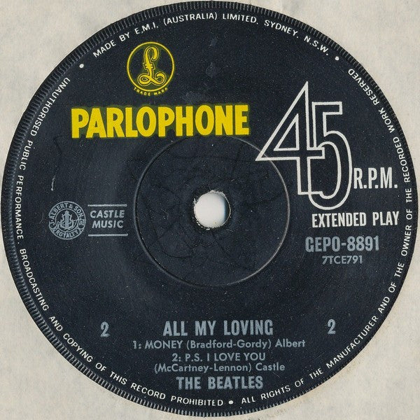 The Beatles : All My Loving (7", EP, Mono, RE)