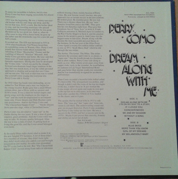 Perry Como : Dream Along With Me (LP, RE)