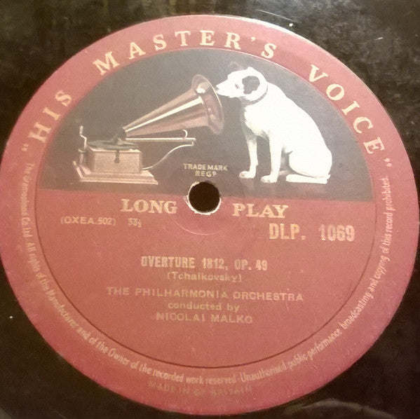 Nicolai Malko Conducting Philharmonia Orchestra : Tchaikovsky "1812" Overture Op. 49 / Weber "Oberon" Overture  / Herold "Zampa" Overture (10")