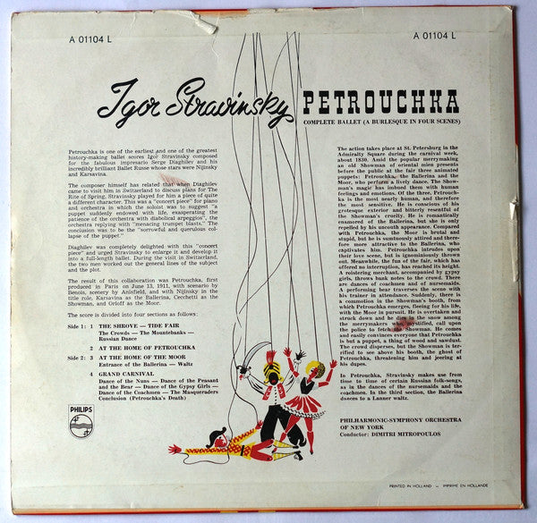 Igor Stravinsky, Philharmonic-Symphony Orchestra Of New York, Dimitri Mitropoulos : Petrouchka (A Burlesque In Four Scenes) (LP, Mono)