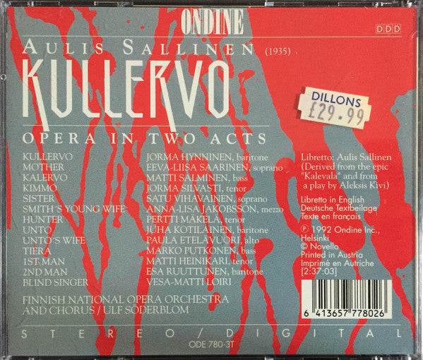 Suomen Kansallisoopperan Orkesteri & Suomen Kansallisoopperan Kuoro, Ulf Söderblom, Aulis Sallinen : Kullervo (3xCD, Album)