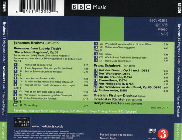Brahms*, Schubert* / Dietrich Fischer-Dieskau, Sviatoslav Richter, Benjamin Britten : 15 Magelone Lieder • Lieder (CD, Comp, RM)