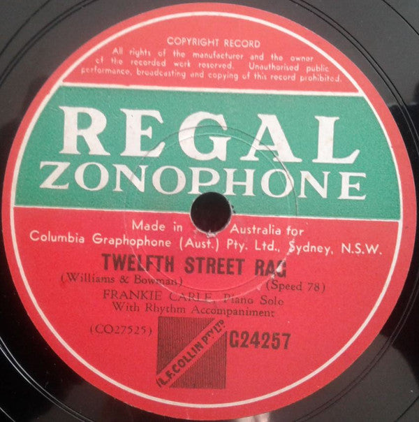 Frankie Carle : Sweet Lorraine / Twelfth Street Rag	 (Shellac, 10", RP)