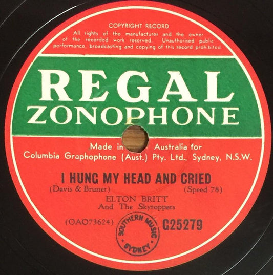 Bill Boyd And His Cowboy Ramblers / Elton Britt And The Skytoppers : I Wish We'd Never Met / I Hung My Head And Cried (Shellac, 10")