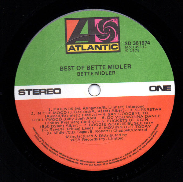 Bette Midler : The Best Of Bette (LP, Comp)