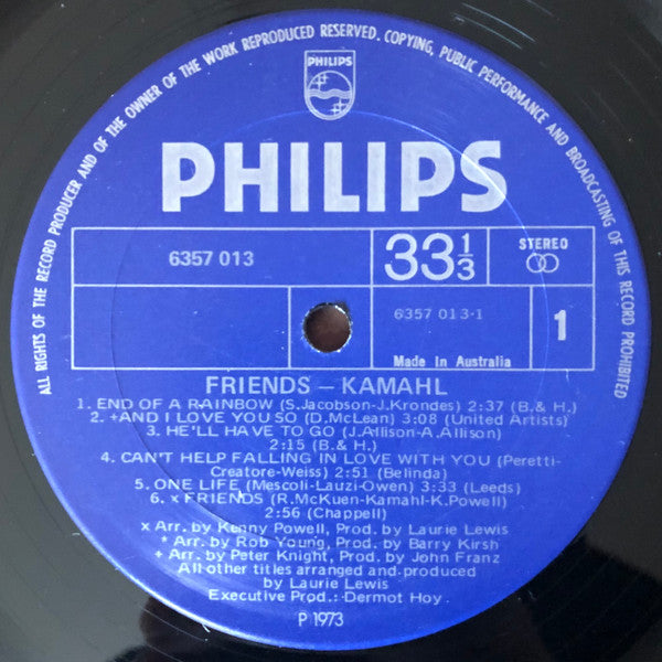 Kamahl : Friends (LP, Album, Mat)