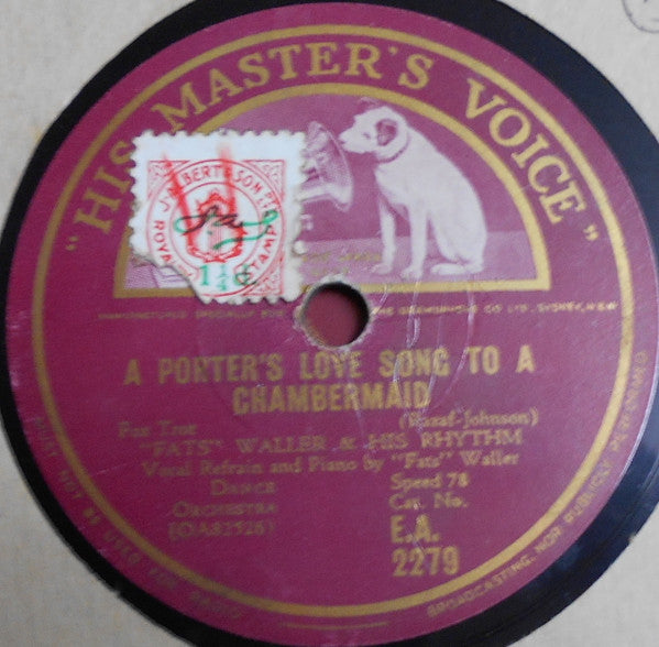 "Fats" Waller & His Rhythm* : A Porter's Love Song To A Chambermaid / Yacht Club Swing (Shellac, 10")